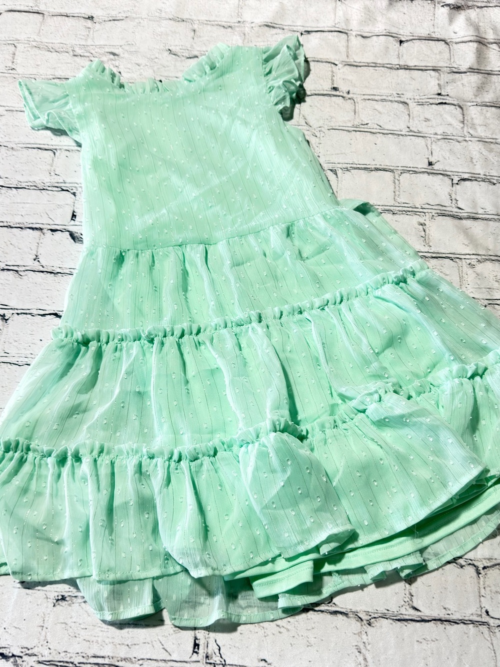 Rare Editions Mint Ruffle Tiered Nina Dress Girls Size Medium